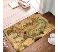 Alfombra Interior Mapa Náutico del Océano del Mar De Barco Pirata Vintage Absorbentes Felpudo Entrada Interior Lavable Trampa De Tierra para Pasillo Casa Cocina 60X40Cm