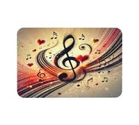 Alfombra Interior Notas Musicales De Corazones Claves Musicales Resistente Alfombra Entrada Interior Lavable Tapete Felpudo Entrada para Jardín Recibidor Cocina 60X40Cm