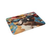 Alfombra Interior Perro Boxer Feliz Primavera Verano Cachorro Perro Atrapapolvo Felpudo Absorbentes Tapete De Entrada para Casa Dormitorio Hogar 60X40Cm