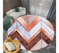 Alfombra Interior Redonda 180 cm Patrón De Espiga De Mármol Alfombra Redonda Impresión Modern, Marrón Habitación Suave Antideslizante - para salón Dormitorio y habitación Infantil Alfombrilla