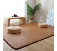 Alfombra japonesa de ratán natural antideslizante, transpirable, plegable, para uso en interiores, sala de estar, dormitorio, alfombra de juego para gatear