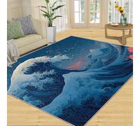 Alfombra Japonesa Ukiyo-e Grande Lavable de 200 x 250 cm para Sala de Estar, moqueta Antideslizante para Dormitorio, mesita de Noche, Comedor, decoración