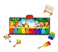 Alfombra Juego Musical Piano Alfombra Musical Educativa con Tambor | Alfombra De Batería Para Niños Para Hogar Viaje Carrito Silla Coche Cuna Baño Juego Cumpleaños