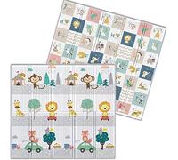 Alfombra Juegos Bebé 200x180 cm Reversible León Letras Plegable Acolchada Antideslizante Impermeable Colchoneta Infantil Actividades Espuma XPE Sin BPA Bolsa Transporte Desarrollo Motricidad