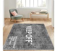 Alfombra Keep Off, Alfombra Gris Estampada Keep Off, Decoración Del Hogar, Alfombra Moderna Personalizada Para Sala De Estar, Alfombra Decorativa A La Moda, Alfombra Fresca, Gris Y Blanco 140X200CM