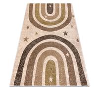 Alfombra KIDDO 3854 crema / marrón claro arcoíris estrellas para niños sensorial 200x290 cm