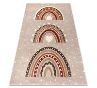 Alfombra KIDDO 4426 beige / crema arcoíris corazones para niños sensorial 200x290 cm