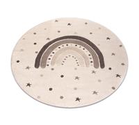 Alfombra KIDDO 5151 circulo crema / beige arcoíris estrellas para niños sensorial circulo 120 cm