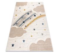 Alfombra KIDDO 5264 blanco / crema nubes arcoíris estrellas para niños sensorial 240x330 cm