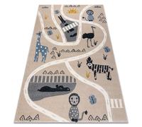 Alfombra KIDDO 5316 beige / blanco animales zoo para niños sensorial 160x220 cm