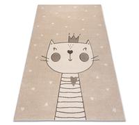 Alfombra KIDDO 6106 crema gatito corona para niños sensorial 120x170 cm