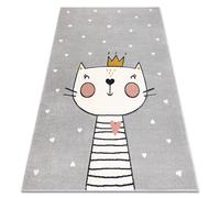 Alfombra KIDDO 6106 gris claro / blanca gatito corona para niños sensorial 180x270 cm