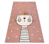 Alfombra KIDDO 6106 rosa claro / blanca gatito corona para niños sensorial 240x330 cm