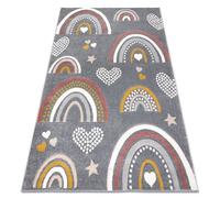 Alfombra KIDDO 6109 gris oscuro / blanco arcoíris corazones para niños sensorial 240x330 cm