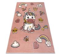 Alfombra KIDDO 6110 rosa claro / blanco Unicornio arcoíris para niños sensorial 240x330 cm