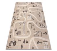 Alfombra KIDDO 6111 crema calles construcción para niños sensorial 80x150 cm