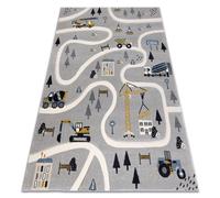Alfombra KIDDO 6111 gris claro / blanca calles construcción para niños sensorial 240x330 cm