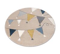 Alfombra KIDDO 9426 circulo beige / blanco triángulos fiesta para niños sensorial circulo 120 cm