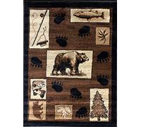 Alfombra King Cabin Style Area Rug Big Bass Fish Country Lodge diseño 363 (5 pies 2 pulgadas x 7 pies 3 pulgadas)