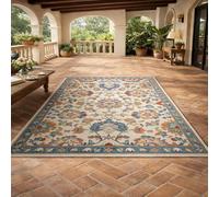 Alfombra KTYUTJDH, motivos florales tradicionales: beige, azul, naranja, rojo, verde, amarillo, multicolor. Rectangular 160 x 230 cm, gran alfombra salón dormitorio mesa comedor decoración,