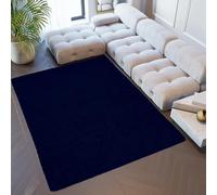 Alfombra lanuda azul de 180 x 200 cm, suave, antideslizante, para sala de estar, dormitorio y habitación de los niños, lavable hasta 40 °C, accesorio
