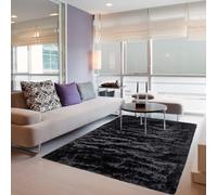 Alfombra lanuda ultraabsorbente de 100 x 160 cm, moderna, para dormitorio, ideal para sala de estar, decoración del hogar, color negro