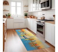 Alfombra Larga Y Estrecha Navegación Veleros Ciudades 60X210 Cm Azul, Lavable Y Antideslizante - Ideal para Pasillo, Cocina O Dormitorio, Suave, Duradera Y Fácil De Mantener