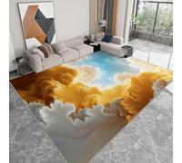 Alfombra Lavable 120 x 170 cm Abstracto Fractal para Salón, Alfombra Antideslizante y Resistente Paisaje Cielo Nubes Flores - Moqueta Moderna Suave Estampada para Dormitorio Habitación Infantil