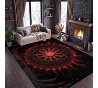 Alfombra lavable 120 x 170 cm, brújula rúnica, círculo mágico, pelo corto, alfombra gótica, para habitación infantil, antideslizante, suave, fácil de limpiar, para salón, dormitorio, cocina