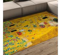 Alfombra Lavable 140x200 Alfombra salón Pintura Famosa The Kiss Alfombra Suave Dormitorio casa Campo Cubierta Fina Suelo Interior Pelo bajo Oficina Comedor Cocina alfombras Modernas Lujo Art decó