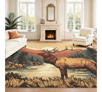 Alfombra lavable 150 x 210 cm, alfombra tribal vintage para dormitorio, parte trasera de goma antideslizante, estampado de leopardo suave, marrón beige, triángulos geométricos, patrón de animales
