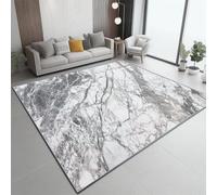 Alfombra Lavable 160 x 230 cm para Salón Dormitorio Cocina, Naturaleza Vetas De Mármol Grande Antideslizante Alfombras Decorativa, Blanco Franela Alfombras