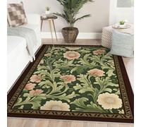 Alfombra Lavable 180x270 Suave Pelo bajo Antideslizante patrón clásico alfombras Acento salón Dormitorio Plantas Hoja acanto Flores Suelo Interior Alfombra Estudio lavandería