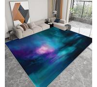 Alfombra Lavable 60 x 90 cm Abstracto Pintura al Óleo Rayas para Salón, Alfombra Antideslizante Resistente Verde Azulado - Moqueta Moderna Suave para Dormitorio Habitación Infantil Sala de Juegos