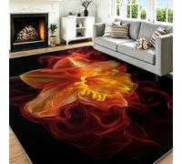 Alfombra lavable 60 x 90 cm romántica - con pelo ancho y antideslizante, flores narciso llama para descenso de cama, entrada, dormitorio de oficina, color negro