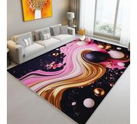 Alfombra Lavable a Máquina 120 x 170 cm - Antideslizante Suave de Pelo Corto 3D Abstracto Fluido Ondas Estampado Alfombra para Salón Entrada Comedor Decoración, Rosa