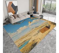 Alfombra Lavable a Máquina 120 x 170 cm Desierto Ruinas Ciudad Árboles, Pelo Corto Antidesprendimiento Antideslizante Viejo Mundo - Alfombra Estampada para Salón Dormitorio Cocina Pasillo Oficina