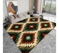 Alfombra Lavable a Máquina 160 x 230 cm Estilo Vintage, Pelo Corto Antidesprendimiento Antideslizante Tribal Geométrico Formas Diamante Rayas - Alfombra para Salón Dormitorio Cocina Pasillo Oficina