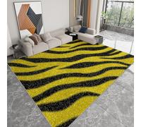 Alfombra Lavable a Máquina 60 x 90 cm Abstracto Animal Estampado de Tigre, Pelo Corto Antidesprendimiento Antideslizante Amarillo - Alfombra Estampada para Salón Dormitorio Oficina Sala de Juegos