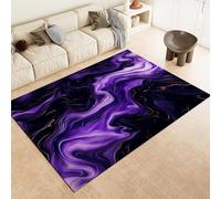 Alfombra lavable a máquina, 60 x 90 cm, antideslizante, de mármol líquido, suave, de pelo corto, color morado, para sala de estar y dormitorio, alfombra con estampado tradicional