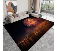 Alfombra Lavable a Máquina 60 x 90 cm Paisaje Natural, Pelo Corto Antidesprendimiento Antideslizante Llamas Flores Ciudad Horizonte - Alfombra Estampada para Salón Dormitorio Cocina Pasillo Oficina