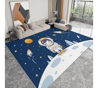 Alfombra Lavable a Máquina 80 x 150 cm Espacio Cohete Astronauta, Pelo Corto Antidesprendimiento Antideslizante Dibujos Animados - Alfombra Estampada para Salón Dormitorio Pasillo Sala de Juegos