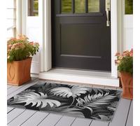 Alfombra lavable a máquina para dormitorio, color gris, grande, antideslizante, para suelos de madera dura, diseño de hojas de palmera tropical, suave y resistente, decoración de franela que no se