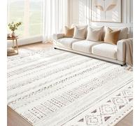 Alfombra lavable a máquina sala de estar 160 x 200 cm alfombra antideslizante decoración de habitación alfombra grande para oficina cocina dormitorio comedor moderno geométrico beige