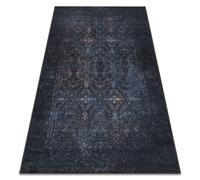 Alfombra lavable ANDRE 1058 Ornamento vintage antideslizante - negro / azul 160x220 cm