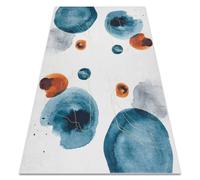 Alfombra lavable ANDRE 1112 Abstracción antideslizante - blanco / azul 80x150 cm