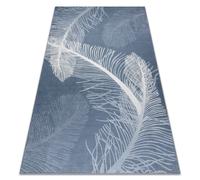 Alfombra lavable ANDRE 1148 Plumas antideslizante - azul 160x220 cm