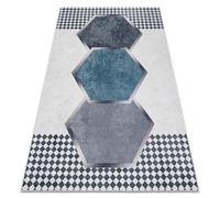 Alfombra lavable ANDRE 1168 Diamantes geométrico antideslizante - blanco / negro 120x170 cm