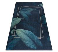 Alfombra lavable ANDRE 1170 Hojas geométrico antideslizante - azul 160x220 cm