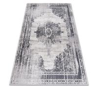 Alfombra lavable ANDRE 1187 Ornamento vintage antideslizante - negro / blanco 160x220 cm